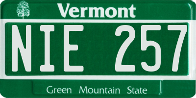 VT license plate NIE257