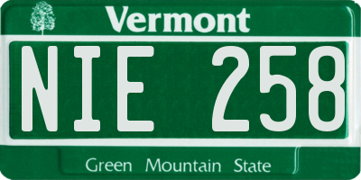 VT license plate NIE258