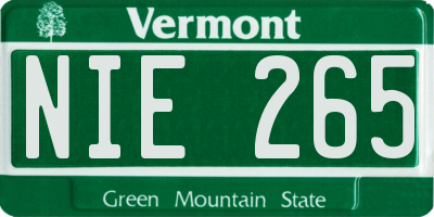 VT license plate NIE265