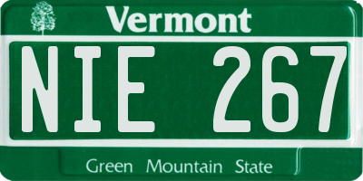 VT license plate NIE267