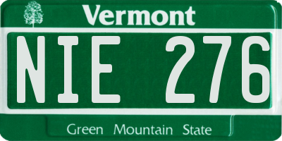 VT license plate NIE276