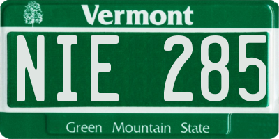 VT license plate NIE285