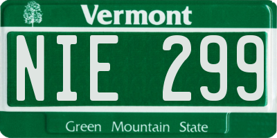 VT license plate NIE299