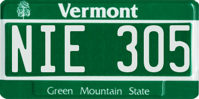VT license plate NIE305