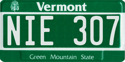 VT license plate NIE307