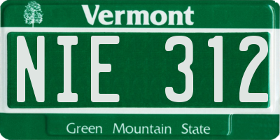 VT license plate NIE312
