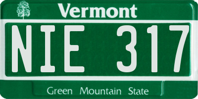VT license plate NIE317