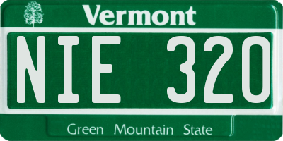 VT license plate NIE320