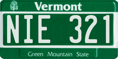 VT license plate NIE321