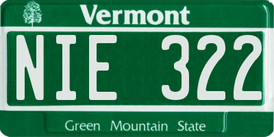 VT license plate NIE322