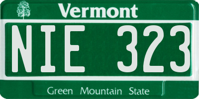 VT license plate NIE323