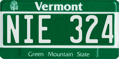 VT license plate NIE324