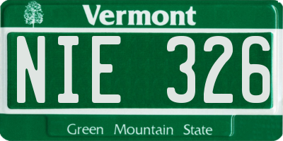 VT license plate NIE326