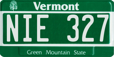 VT license plate NIE327