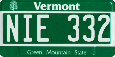VT license plate NIE332