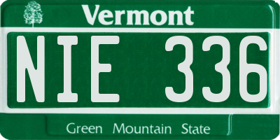 VT license plate NIE336