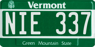 VT license plate NIE337