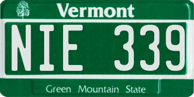 VT license plate NIE339