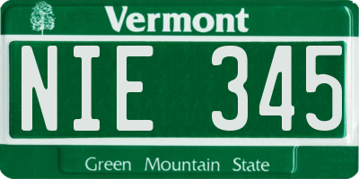 VT license plate NIE345