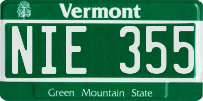 VT license plate NIE355