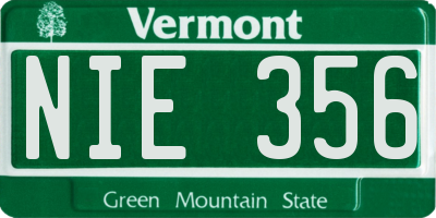 VT license plate NIE356