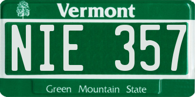 VT license plate NIE357