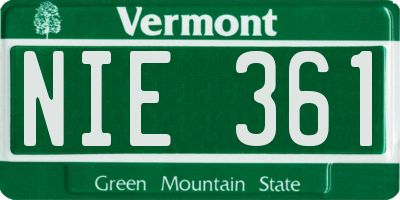 VT license plate NIE361
