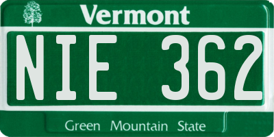 VT license plate NIE362