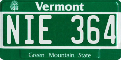 VT license plate NIE364