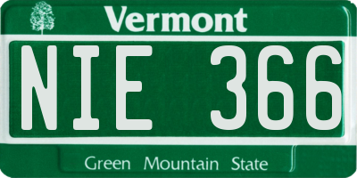 VT license plate NIE366