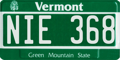 VT license plate NIE368