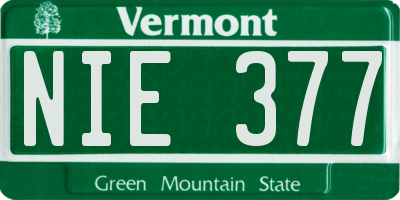 VT license plate NIE377