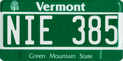VT license plate NIE385