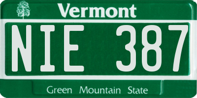 VT license plate NIE387