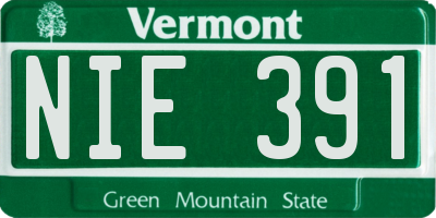 VT license plate NIE391
