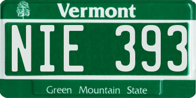 VT license plate NIE393