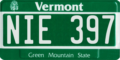 VT license plate NIE397