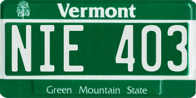 VT license plate NIE403