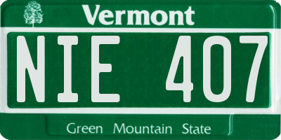 VT license plate NIE407