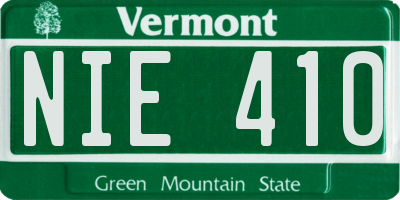 VT license plate NIE410