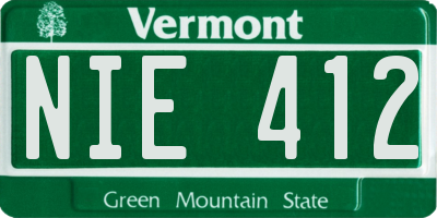 VT license plate NIE412