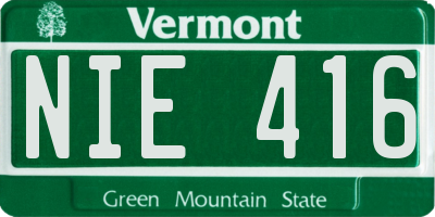 VT license plate NIE416