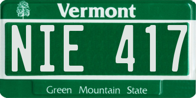 VT license plate NIE417