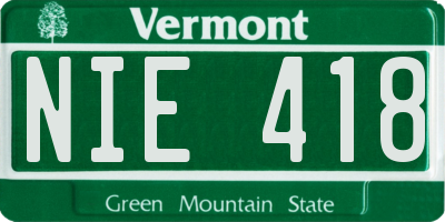 VT license plate NIE418