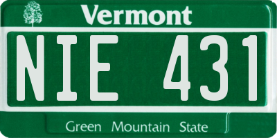 VT license plate NIE431