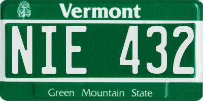 VT license plate NIE432
