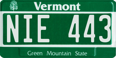 VT license plate NIE443