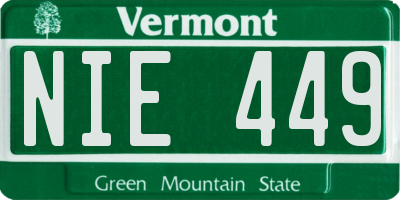 VT license plate NIE449