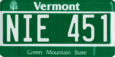 VT license plate NIE451