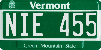 VT license plate NIE455